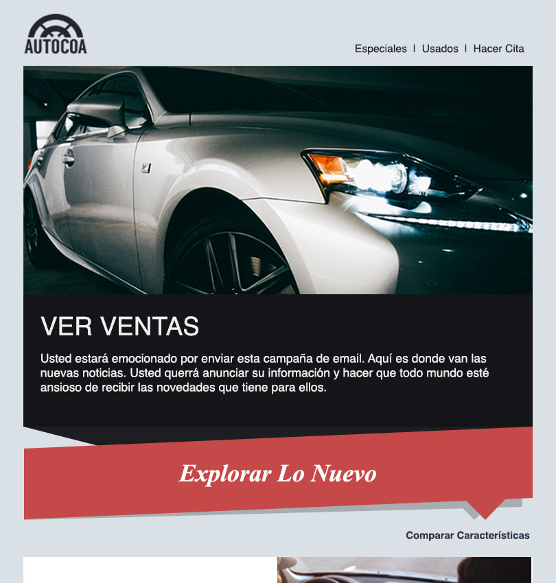 Auto Dealership template - Desktop